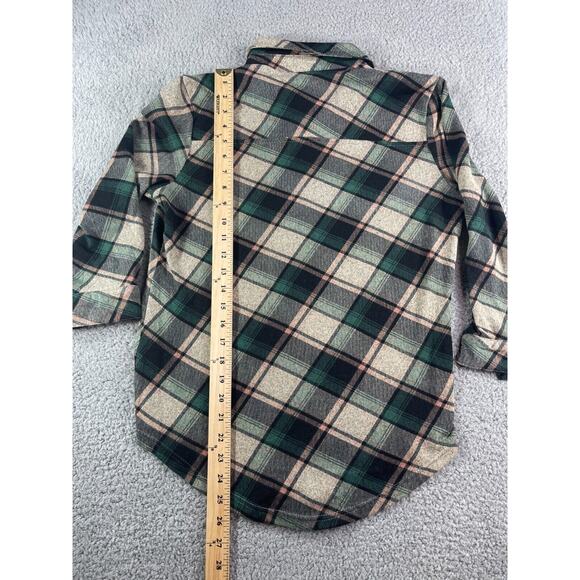 Roommates Shirt Womens Medium Green Plaid Button Up Long Sleeve Stretch Business - Picture 6 of 10